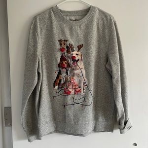 Gray Holiday sweatshirt with Dogs